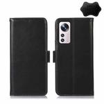 For Xiaomi 12 Pro Crazy Horse Top Layer Cowhide Leather Phone Case(Black)