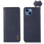 For iPhone 13 KHAZNEH Nappa Top Layer Cowhide Leather Phone Case(Blue)