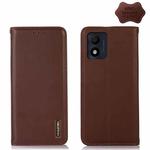 For Alcatel 1B 2022 KHAZNEH Nappa Top Layer Cowhide Leather Phone Case(Brown)
