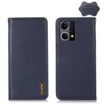 For OPPO Reno7 4G Global/F21 Pro 4G KHAZNEH Nappa Top Layer Cowhide Leather Phone Case(Blue)