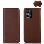 For OPPO Reno7 4G Global/F21 Pro 4G KHAZNEH Nappa Top Layer Cowhide Leather Phone Case(Brown)