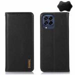 For Samsung Galaxy M53 5G KHAZNEH Nappa Top Layer Cowhide Leather Phone Case(Black)