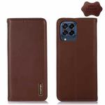 For Samsung Galaxy M53 5G KHAZNEH Nappa Top Layer Cowhide Leather Phone Case(Brown)