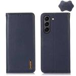 For Samsung Galaxy S21 FE 5G KHAZNEH Nappa Top Layer Cowhide Leather Phone Case(Blue)