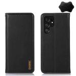 For Samsung Galaxy S22 Ultra 5G KHAZNEH Nappa Top Layer Cowhide Leather Phone Case(Black)