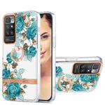 For Xiaomi Redmi 10 Ring IMD Flowers TPU Phone Case(Blue Rose)