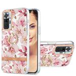 For Xiaomi Redmi Note 10 Pro / Note 10 Pro Max Ring IMD Flowers TPU Phone Case(Pink Gardenia)