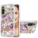 For Xiaomi Redmi Note 10 Pro / Note 10 Pro Max Ring IMD Flowers TPU Phone Case(Purple Peony)
