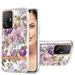 For Xiaomi Mi 11T Ring IMD Flowers TPU Phone Case(Purple Peony)