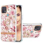 For OPPO A15 / A15s Ring IMD Flowers TPU Phone Case(Pink Gardenia)