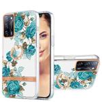 For OPPO A55 5G / A54 4G / A53S 5G / A16 / A54S 4G Ring IMD Flowers TPU Phone Case(Blue Rose)