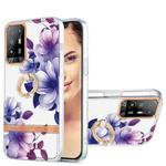 For OPPO A94 5G Ring IMD Flowers TPU Phone Case(Purple Begonia)