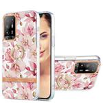 For OPPO A94 5G Ring IMD Flowers TPU Phone Case(Pink Gardenia)