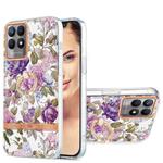 For OPPO Realme 8i Ring IMD Flowers TPU Phone Case(Purple Peony)