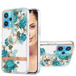 For OPPO Realme 9 Pro 5G Ring IMD Flowers TPU Phone Case(Blue Rose)