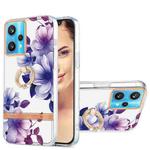 For OPPO Realme 9 Pro 5G Ring IMD Flowers TPU Phone Case(Purple Begonia)