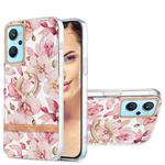 For OPPO A36 / A96 4G / Realme 9i  Ring IMD Flowers TPU Phone Case(Pink Gardenia)