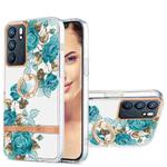 For OPPO Reno6 5G Ring IMD Flowers TPU Phone Case(Blue Rose)