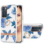 For OPPO Reno6 5G Ring IMD Flowers TPU Phone Case(Blue Peony)