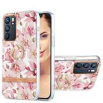 For OPPO Reno6 5G Ring IMD Flowers TPU Phone Case(Pink Gardenia)