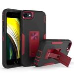 For iPhone SE 2022 / SE 2020 / 8 / 7 Magnetic Holder Phone Case(Black + Wine Red)