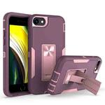 For iPhone SE 2022 / SE 2020 / 8 / 7 Magnetic Holder Phone Case(Purple Red + Rose Gold)
