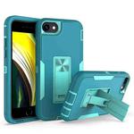 For iPhone SE 2022 / SE 2020 / 8 / 7 Magnetic Holder Phone Case(Lake Blue + Blue-green)