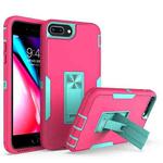 Magnetic Holder Phone Case For iPhone 8 Plus / 7 Plus(Rose Red + Blue-green)