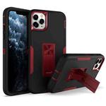 For iPhone 12 Pro Magnetic Holder Phone Case(Black + Wine Red)