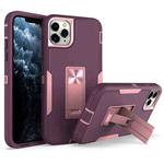 For iPhone 12 Pro Magnetic Holder Phone Case(Purple Red + Rose Gold)