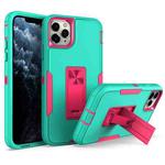 For iPhone 12 Pro Max Magnetic Holder Phone Case(Green + Rose Red)