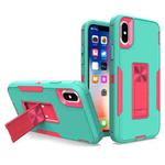 For iPhone X / XS Magnetic Holder Phone Case(Green + Rose Red)