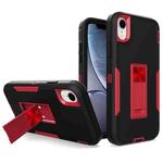 For iPhone XR Magnetic Holder Phone Case(Black + Wine Red)