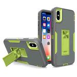 For iPhone XS Max Magnetic Holder Phone Case(Dark Grey + Green)