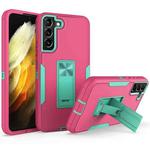 For Samsung Galaxy S22 5G Magnetic Holder Phone Case(Rose Red + Blue-green)