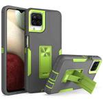 For Samsung Galaxy A12 Magnetic Holder Phone Case(Dark Grey + Green)