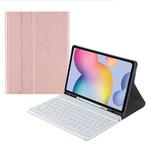 A7 Square Cap Bluetooth Keyboard Leather Case with Pen Slot for Samsung Galaxy Tab S6 Lite(Rose Gold)