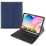 Round Cap Bluetooth Keyboard Leather Case with Pen Slot for Samsung Galaxy Tab S6 Lite, Specification:without Touchpad(Dark Blue+Black Keyboard)