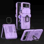 For Samsung Galaxy Z Flip3 5G GKK Sliding Camshield Magnetic Armor Flip Phone Case with Ring Holder(Purple)