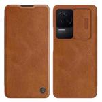 For Xiaomi Redmi K50 / K50 Pro NILLKIN QIN Series Pro Sliding Camera Cover Leather Phone Case(Brown)