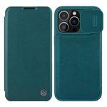 For iPhone 13 Pro NILLKIN QIN Series Pro Sliding Camera Cover Leather Phone Case (Green)