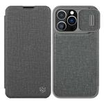 NILLKIN QIN Series Pro Sliding Camera Cover Leather Phone Case For iPhone 13 Pro Max(Grey)