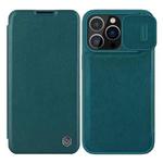 For iPhone 13 Pro Max NILLKIN QIN Series Pro Sliding Camera Cover Leather Phone Case (Green)