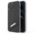 For iPhone 12 Pro Max Invisible Holder TPU + PC Phone Case(Black)