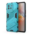 For vivo iQOO Neo6 5G Punk Armor PC + TPU Phone Case with Holder(Blue)