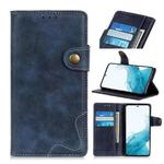 For Samsung Galaxy S22 5G S-Type Stitching Calf Texture Leather Phone Case(Blue)