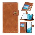 For Samsung Galaxy S22 5G S-Type Stitching Calf Texture Leather Phone Case(Brown)