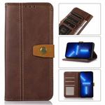 For iPhone 13 Pro Max Stitching Thread Calf Texture Leather Phone Case (Coffee)