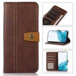 For Samsung Galaxy S22+ 5G Stitching Thread Calf Texture Leather Phone Case(Coffee)