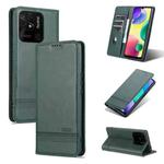 For Xiaomi Redmi 10C / 10 India AZNS Magnetic Calf Texture Flip Leather Phone Case(Dark Green)